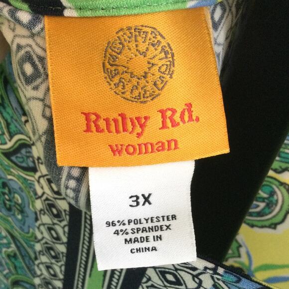 Ruby Rd Woman Floral Mosaic Print Long Sleeve Dress 3XL - Picture 3 of 3